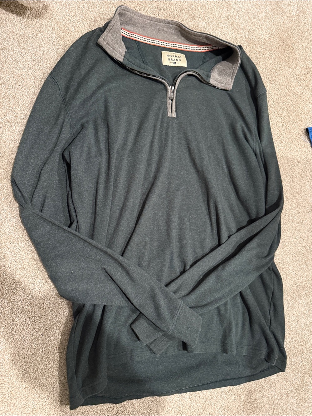 Men's The Normal Brand Dark Green Quarter-Zip Sweater
